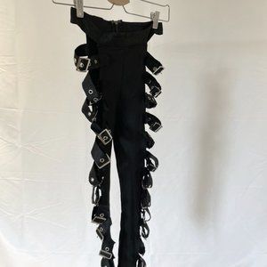 Stretch Open Leggings with Buckles